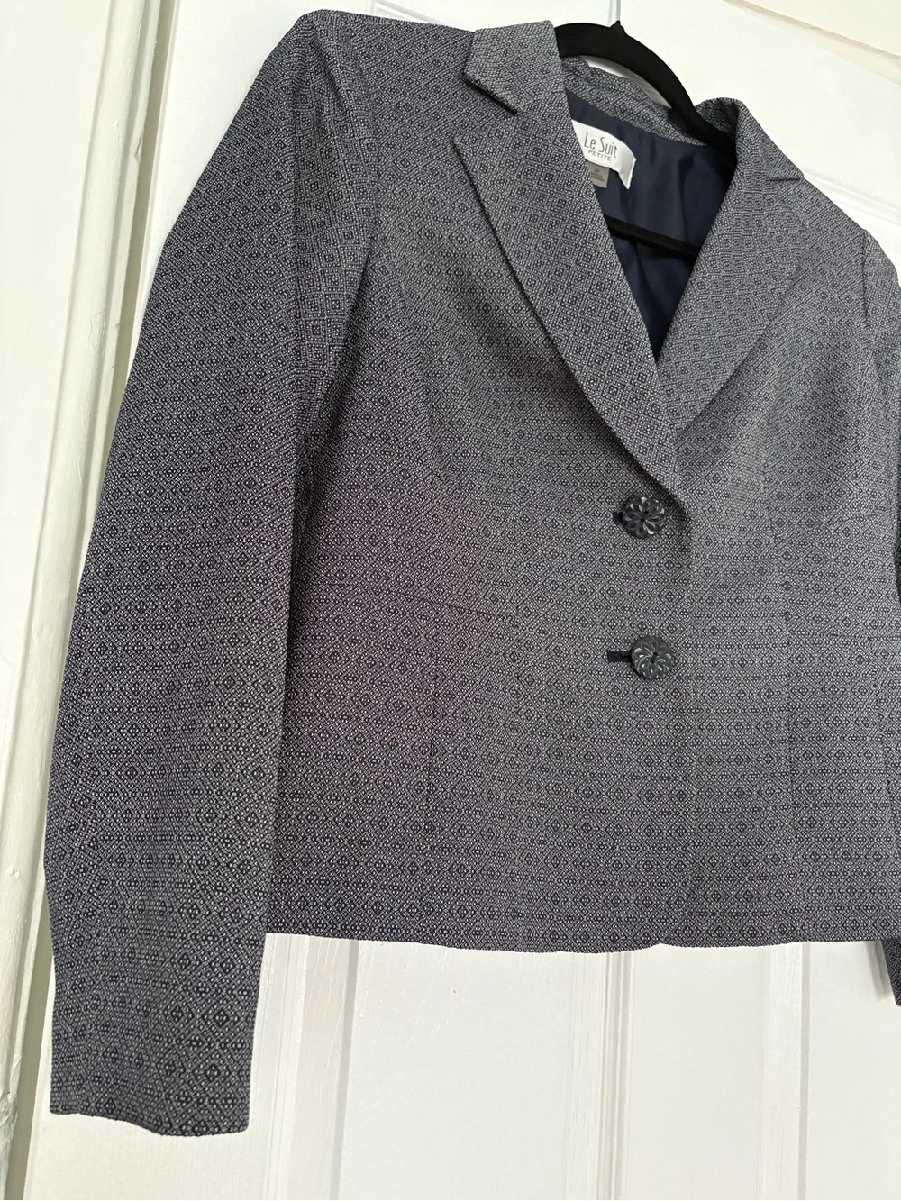 Le Suit Petite Geo Print Two-Button Blazer Jacket Size 4P